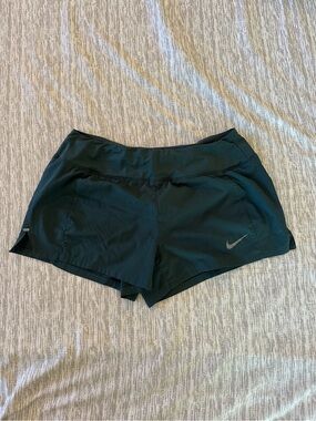 Nike Women's Deep Green Athletic Running Shorts with Reflective Swoosh